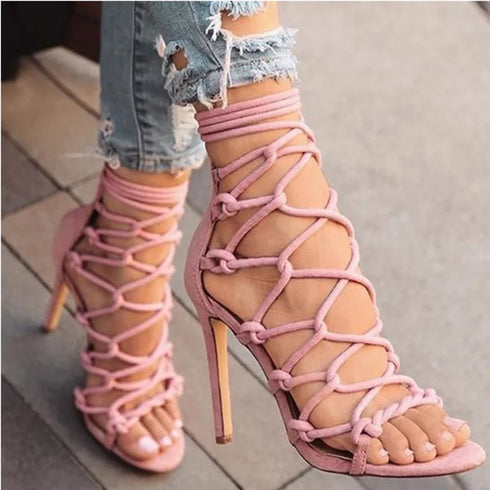 Stylish Women's Gladiator Sandals with Cross Strap and Open Toe